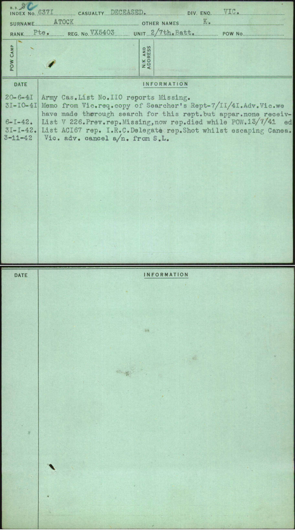 Atock, K, VX5403