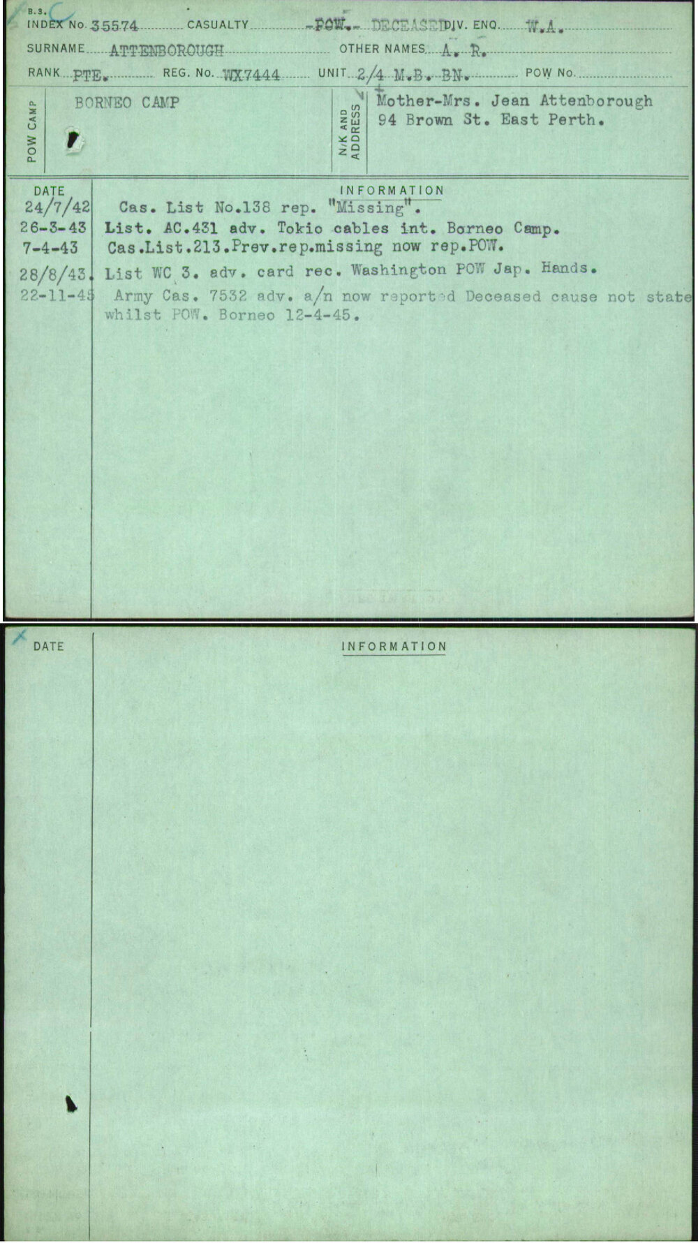 Attenborough, A R, WX7444