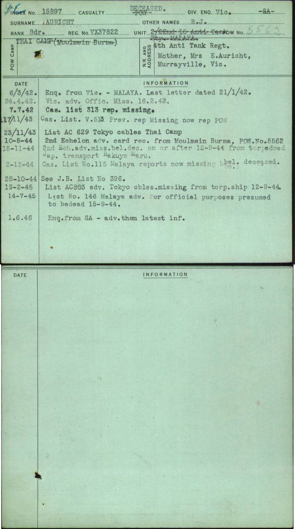 Auricht, R J, VX37822