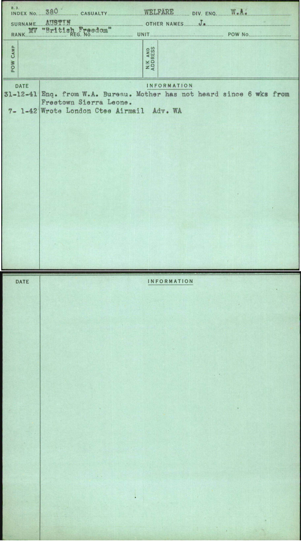 Austin, J, [No Service Number]