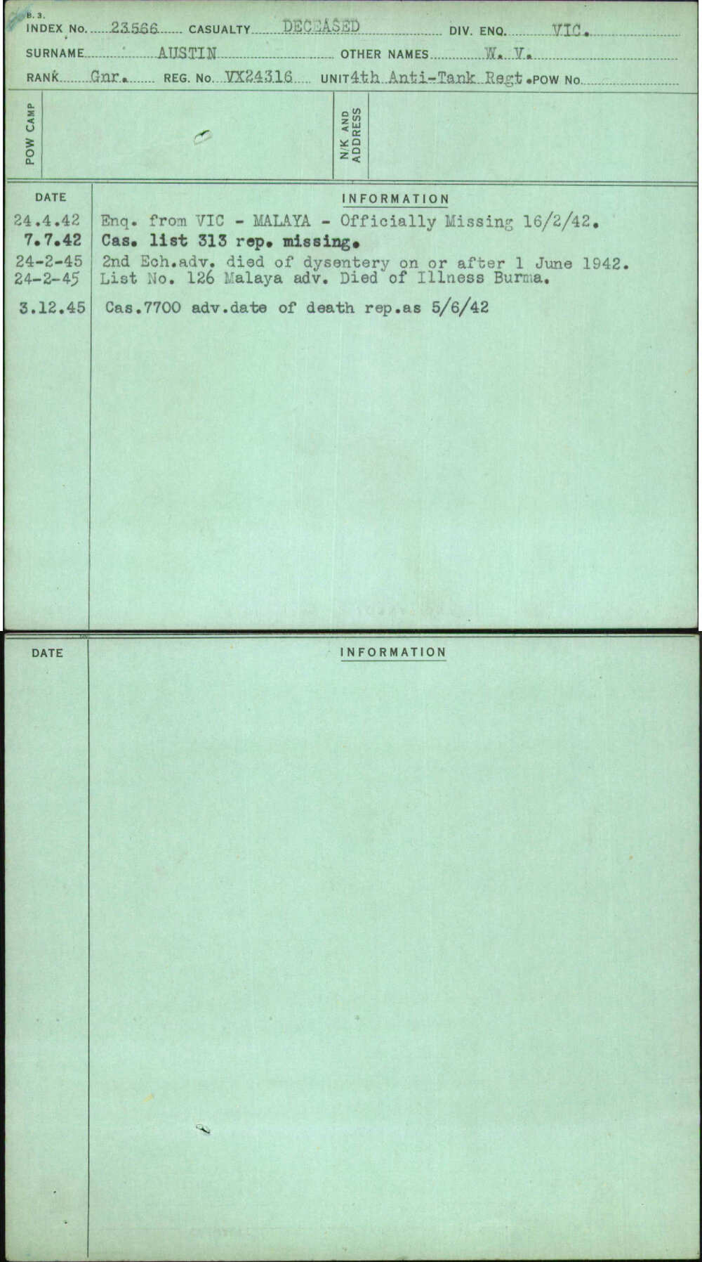 Austin, W V, VX24316