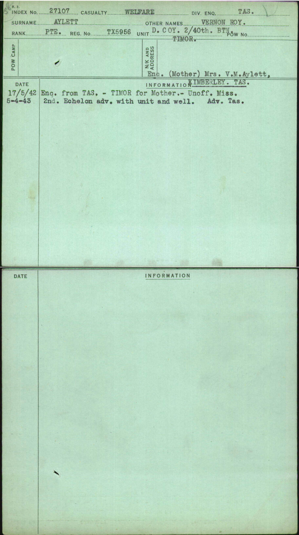Aylett, Vernon Roy, TX5956