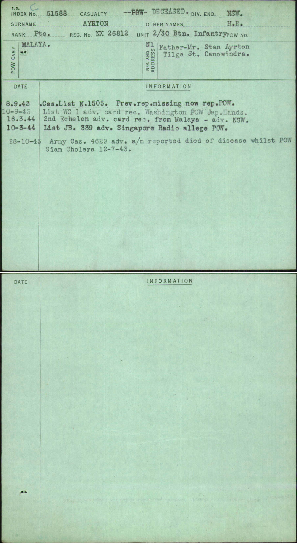 Ayrton, H R, NX26812