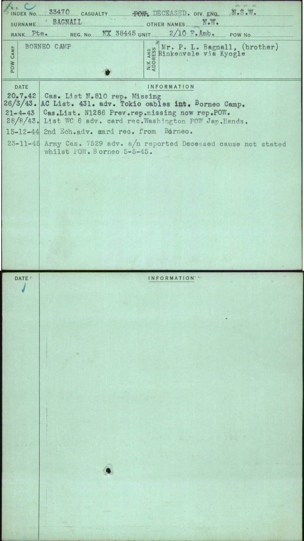 Bagnall, N W, NX38445