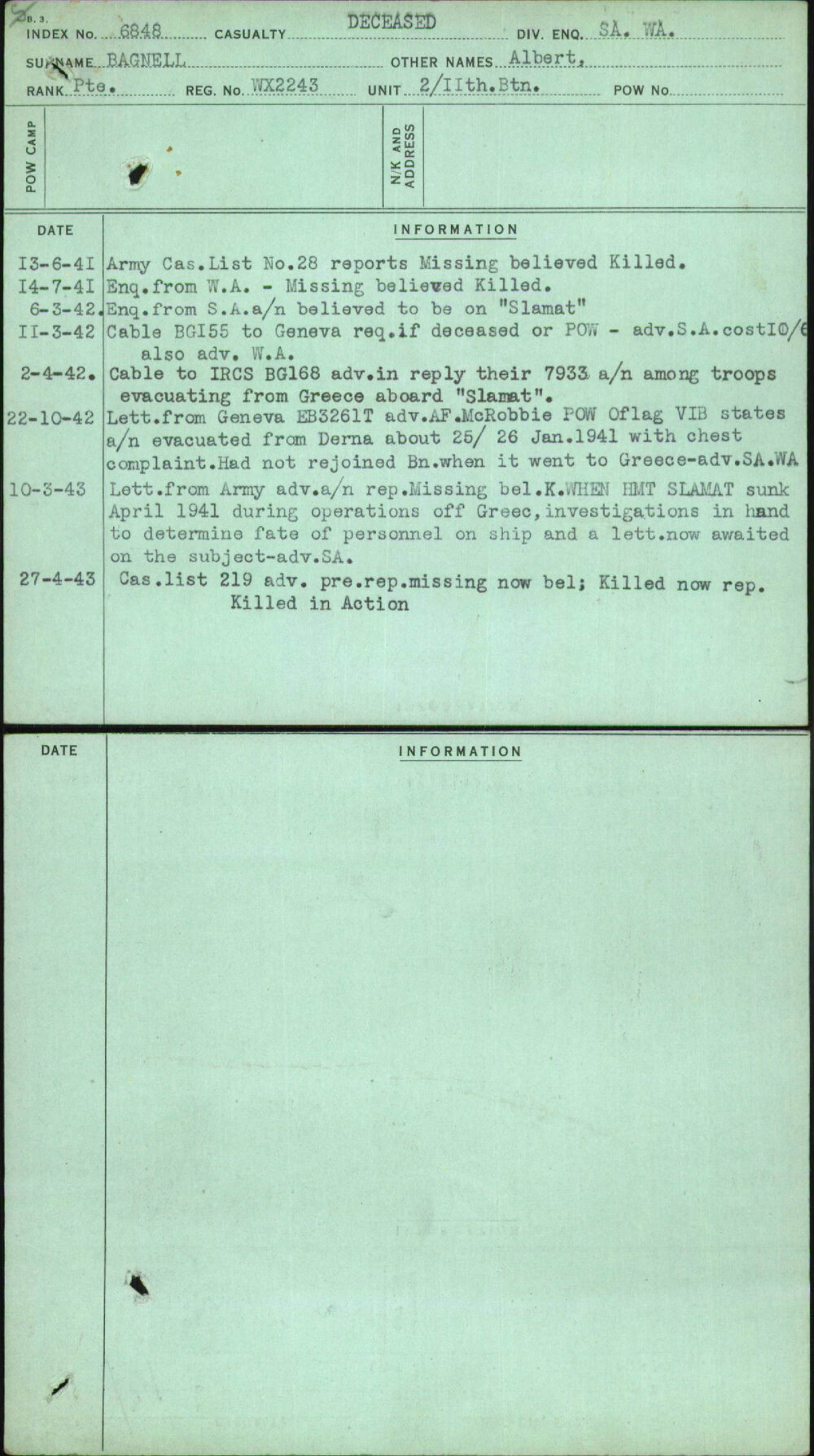 Bagnell, Albert, WX2243