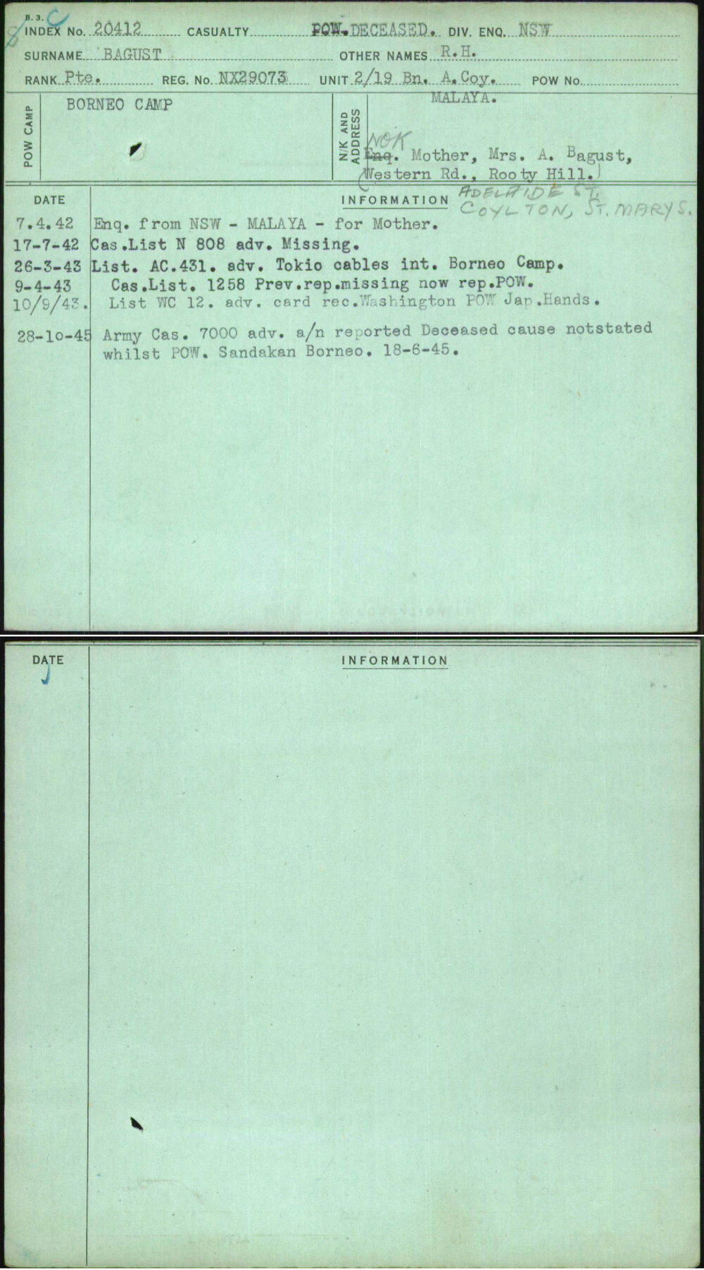 Bagust, R H, NX29073