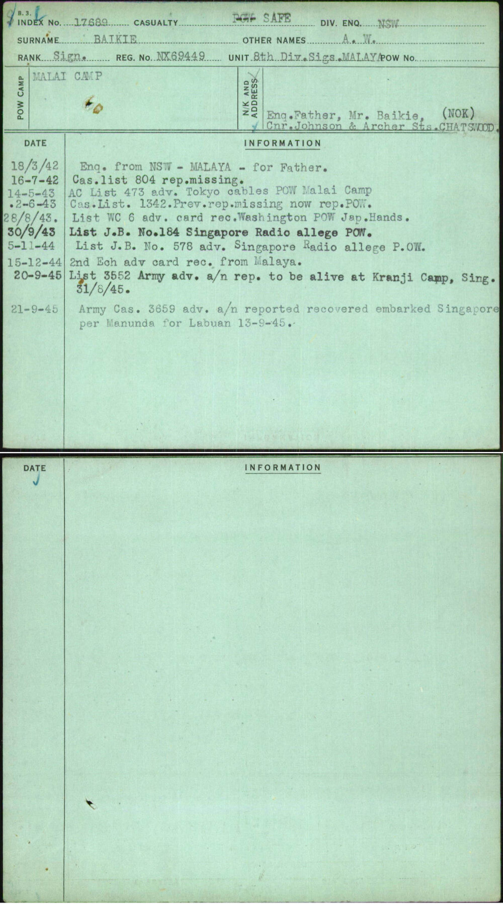 Baikie, A W, NX69449