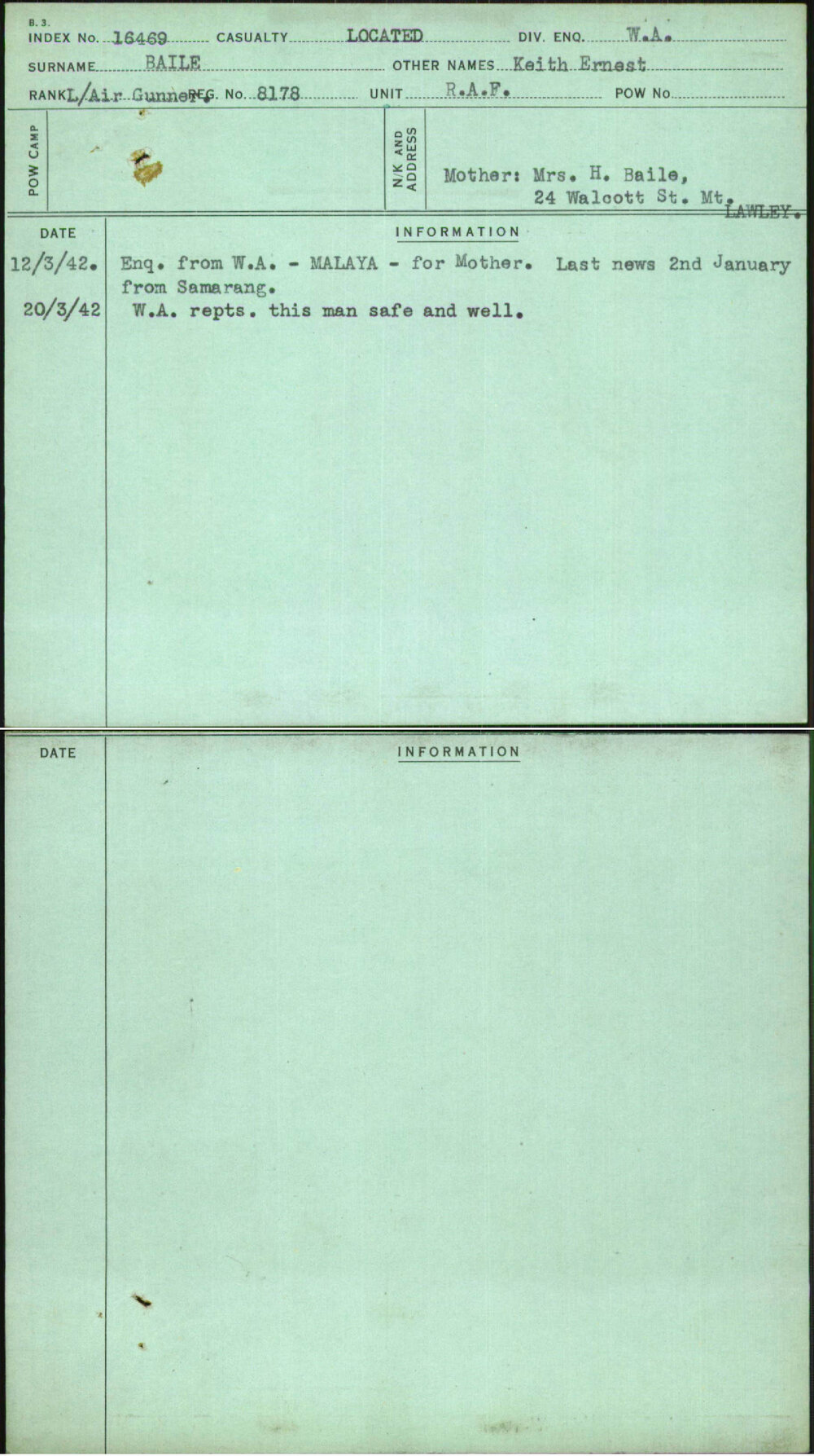 Baile, Keith Ernest, 8178