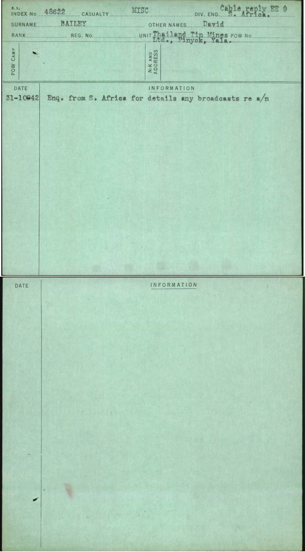 Bailey, David, [No Service Number]