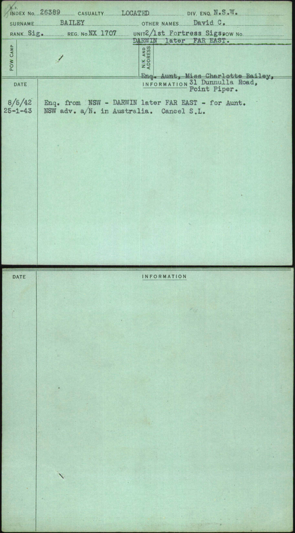 Bailey, David C, NX1707