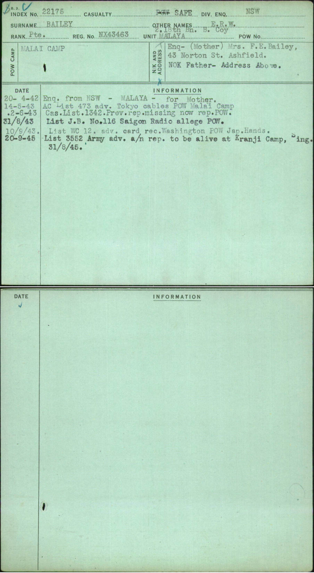 Bailey, E R W, NX43463