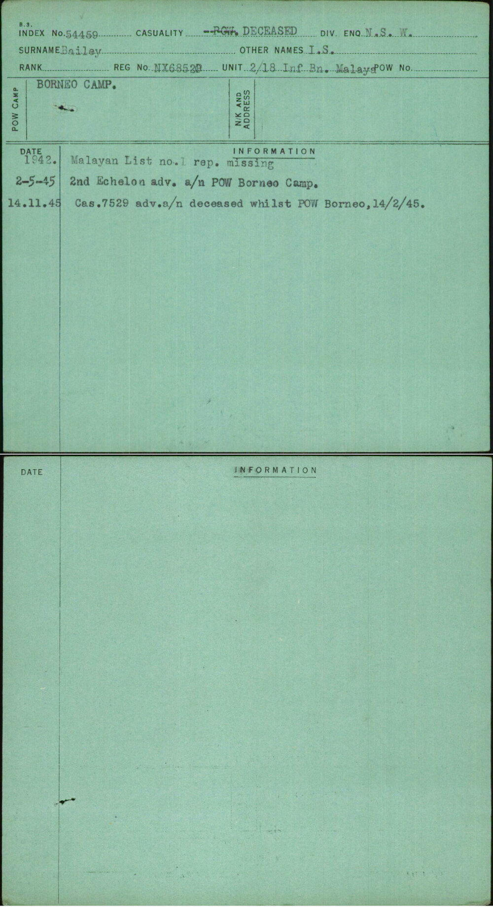 Bailey, I S, NX68520