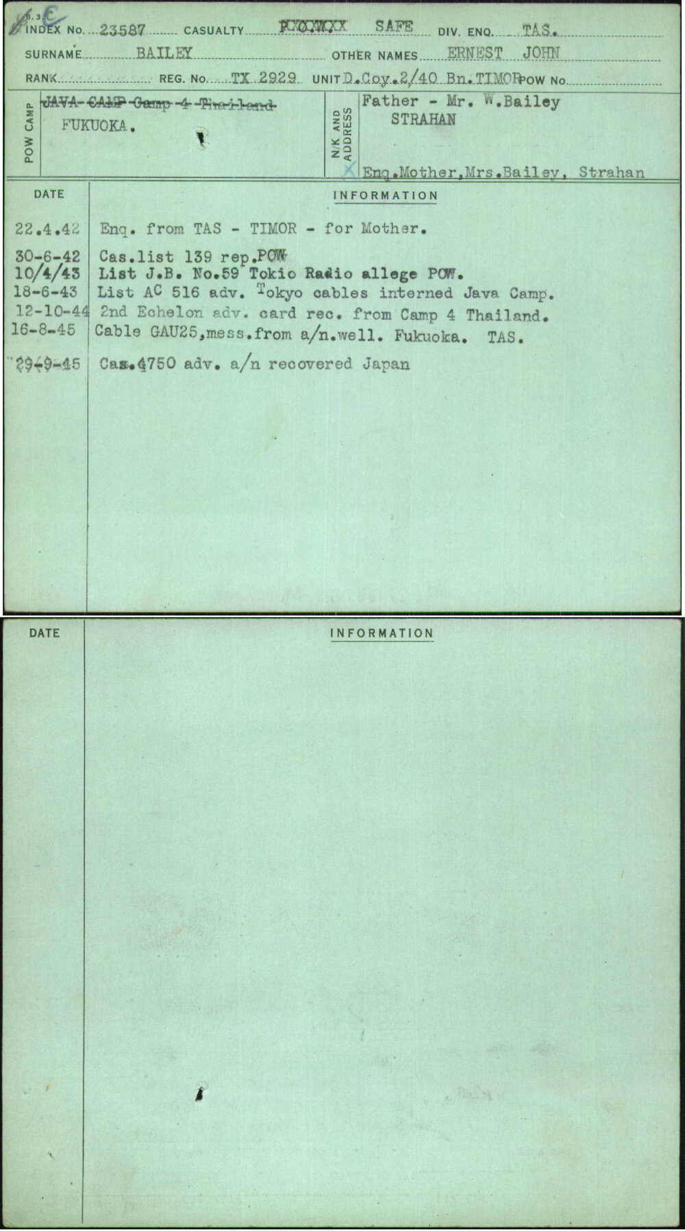 Bailey, Ernest John, TX2929