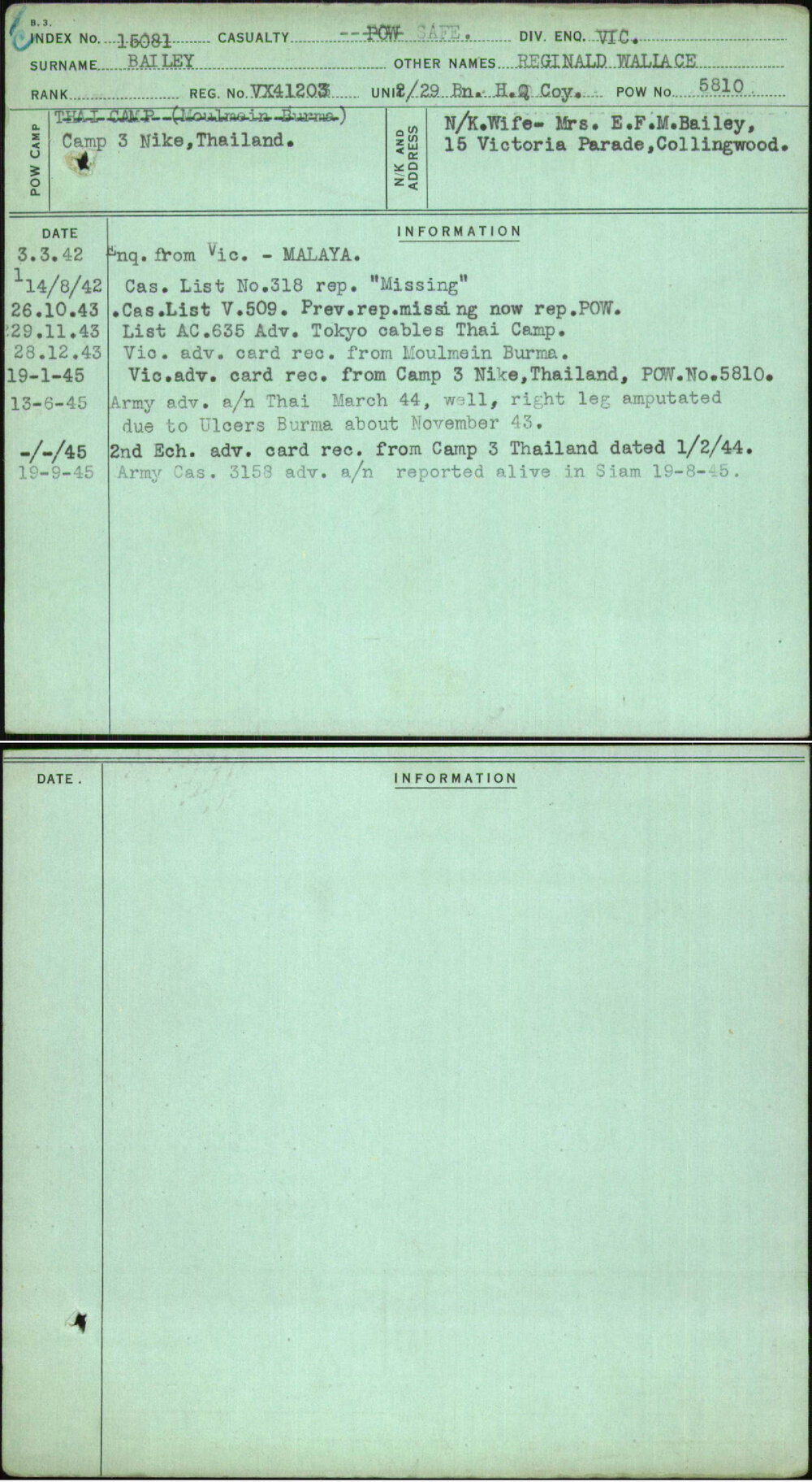 Bailey, Reginald Wallace, VX41203