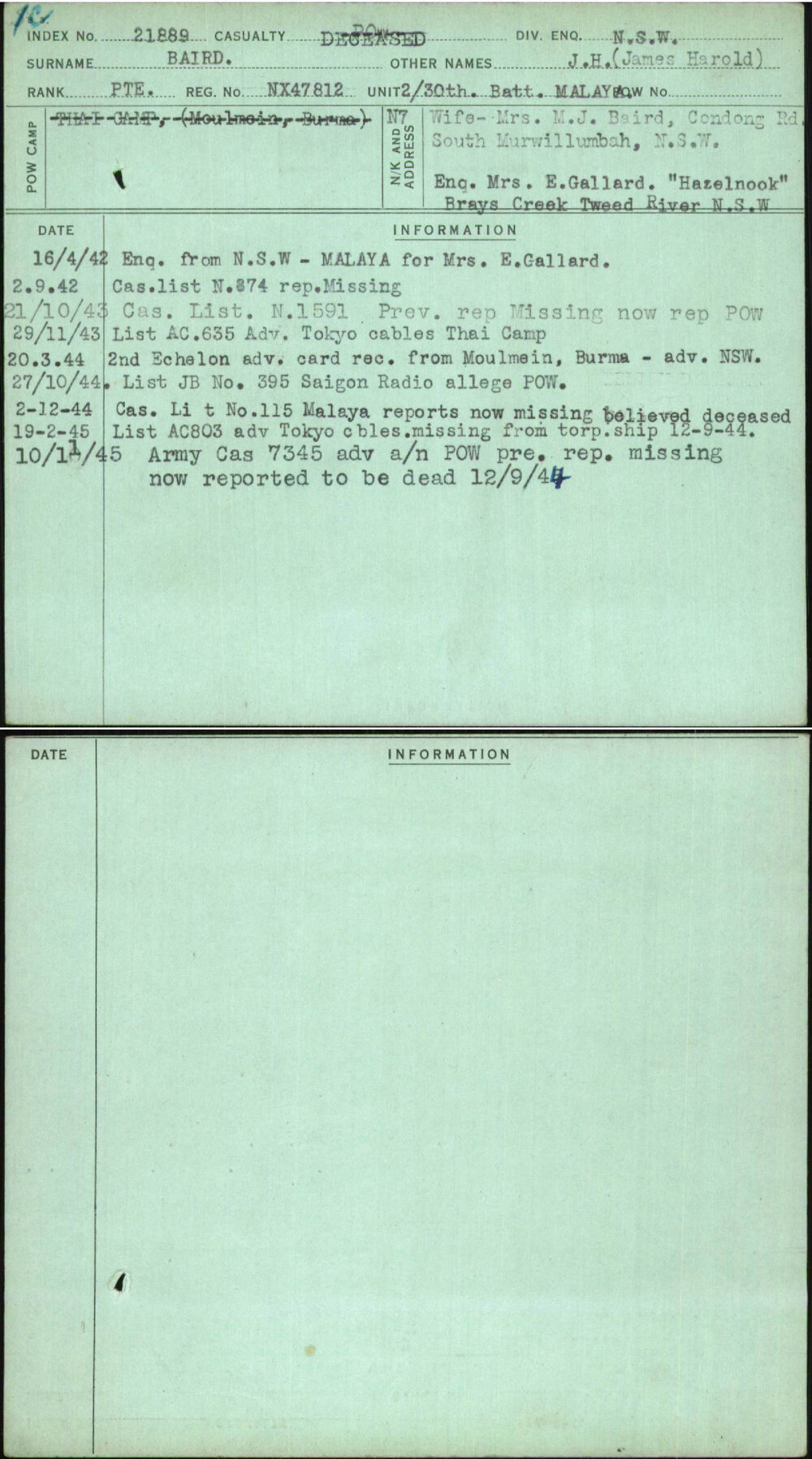 Baird, J H (James Harold), NX47812