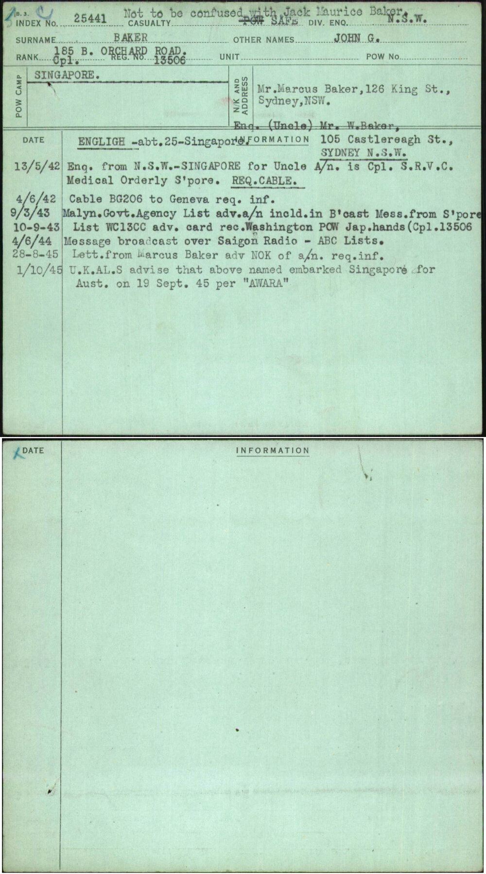 Baker, John G, 13506