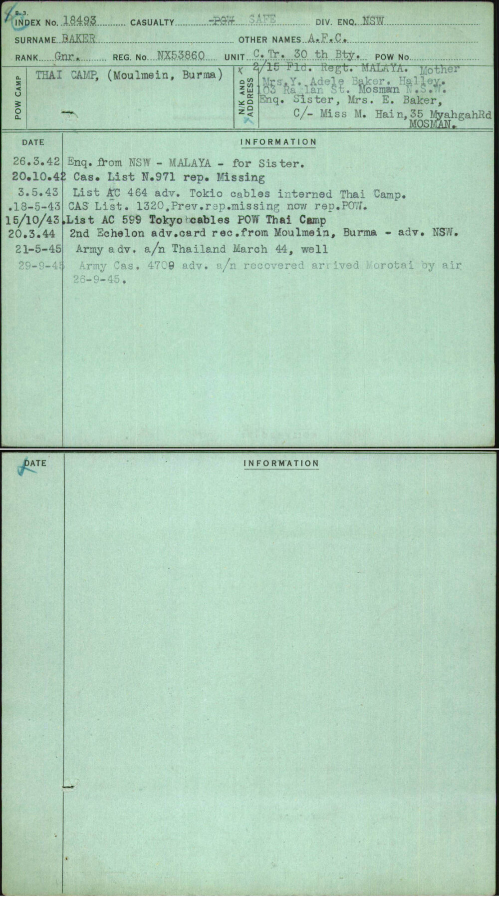 Baker, A F C, NX53860