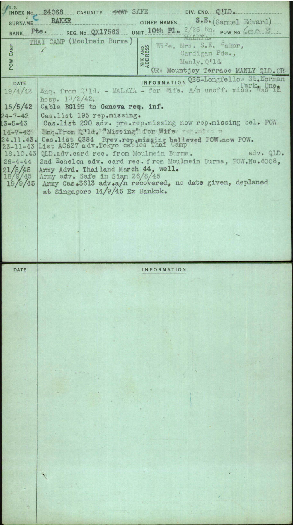 Baker, S E (Samuel Edward), QX17563