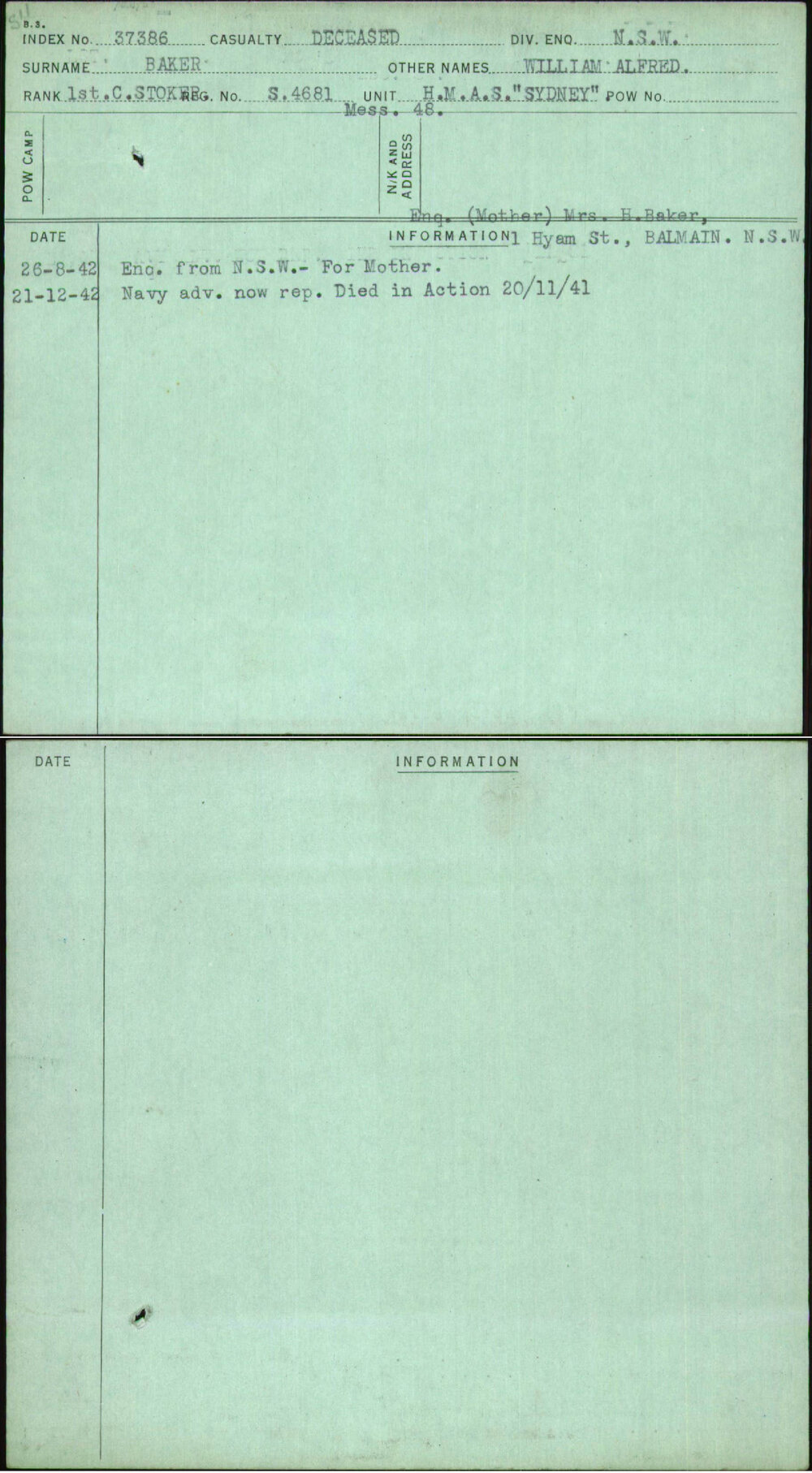 Baker, William Alfred, S4681