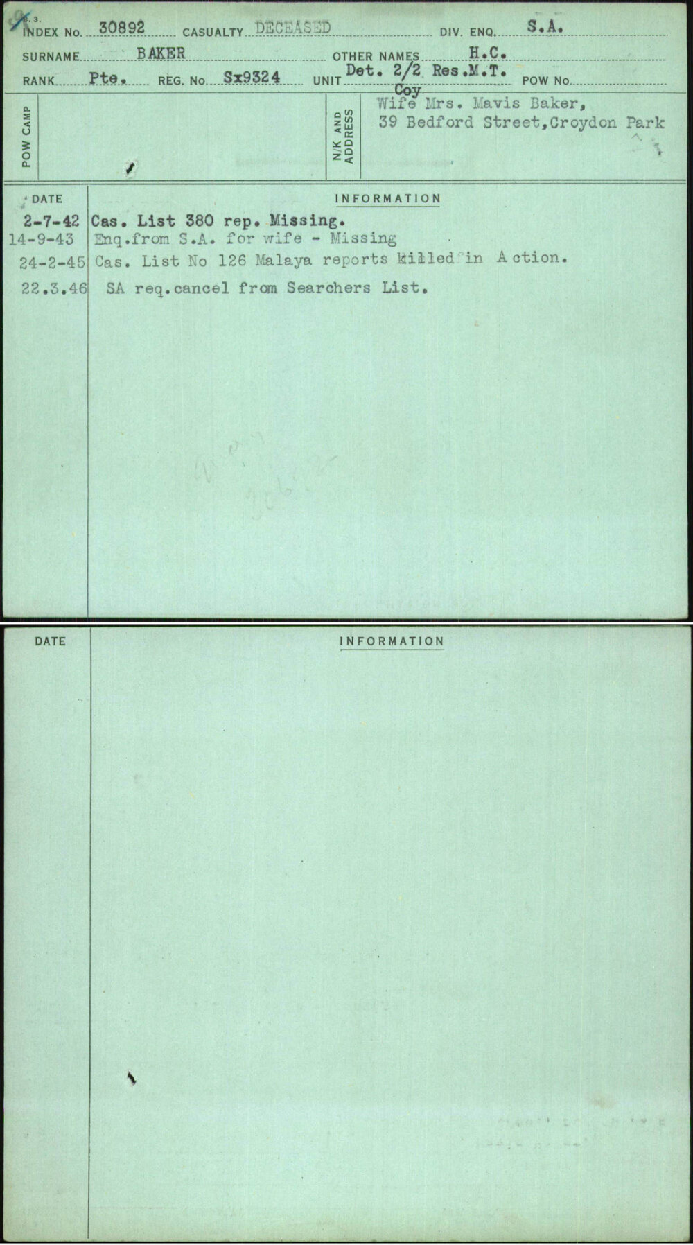 Baker, H C, SX9324