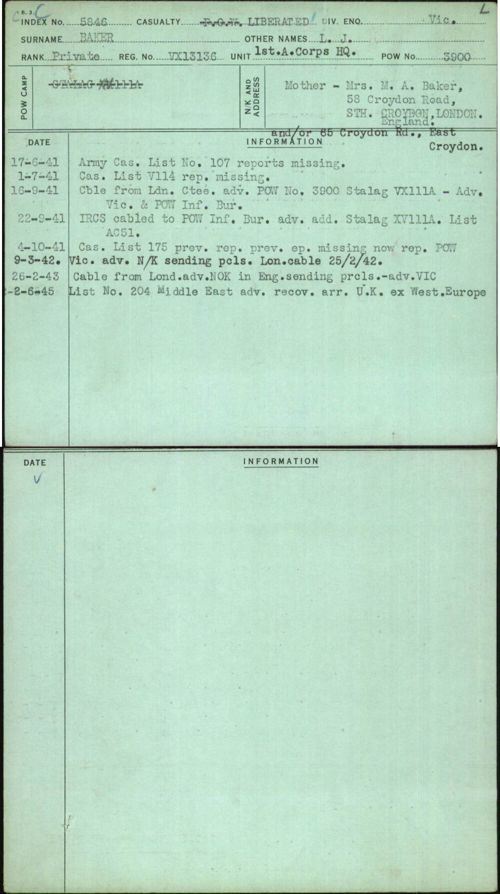 Baker, L J, VX13136
