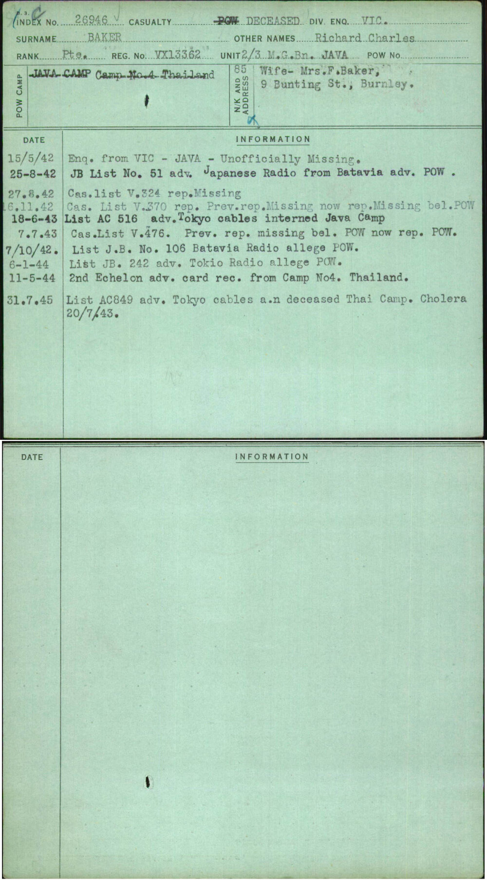 Baker, Richard Charles, VX13362