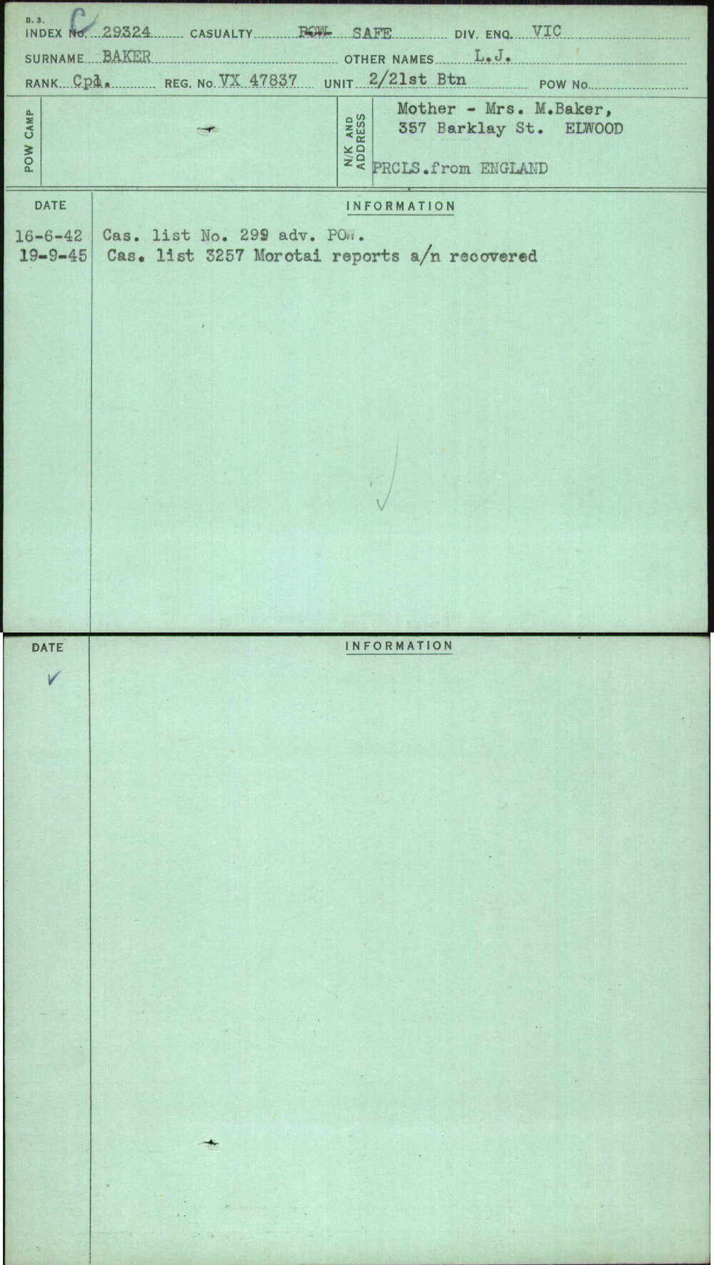 Baker, L J, VX47837