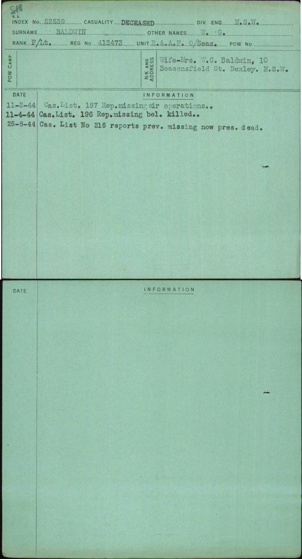 Baldwin, W G, 412473