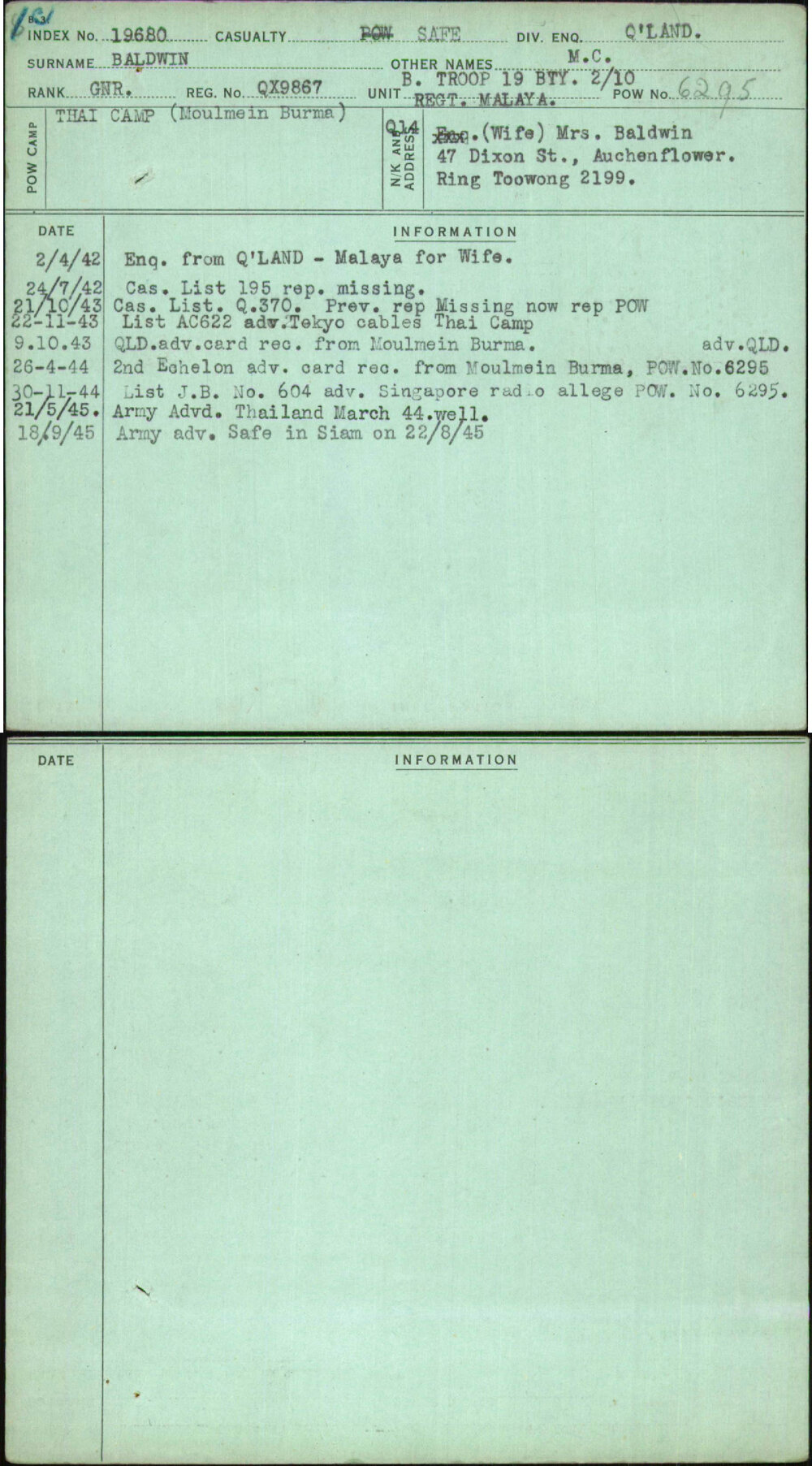 Baldwin, M C, QX9867
