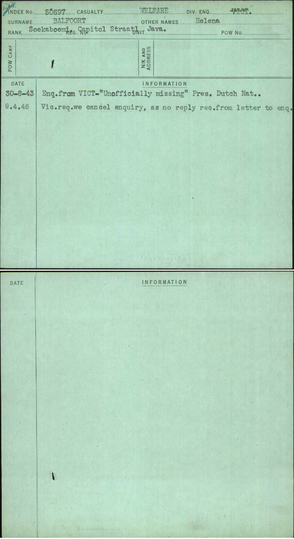 Balfoort, Helena, [No Service Number]