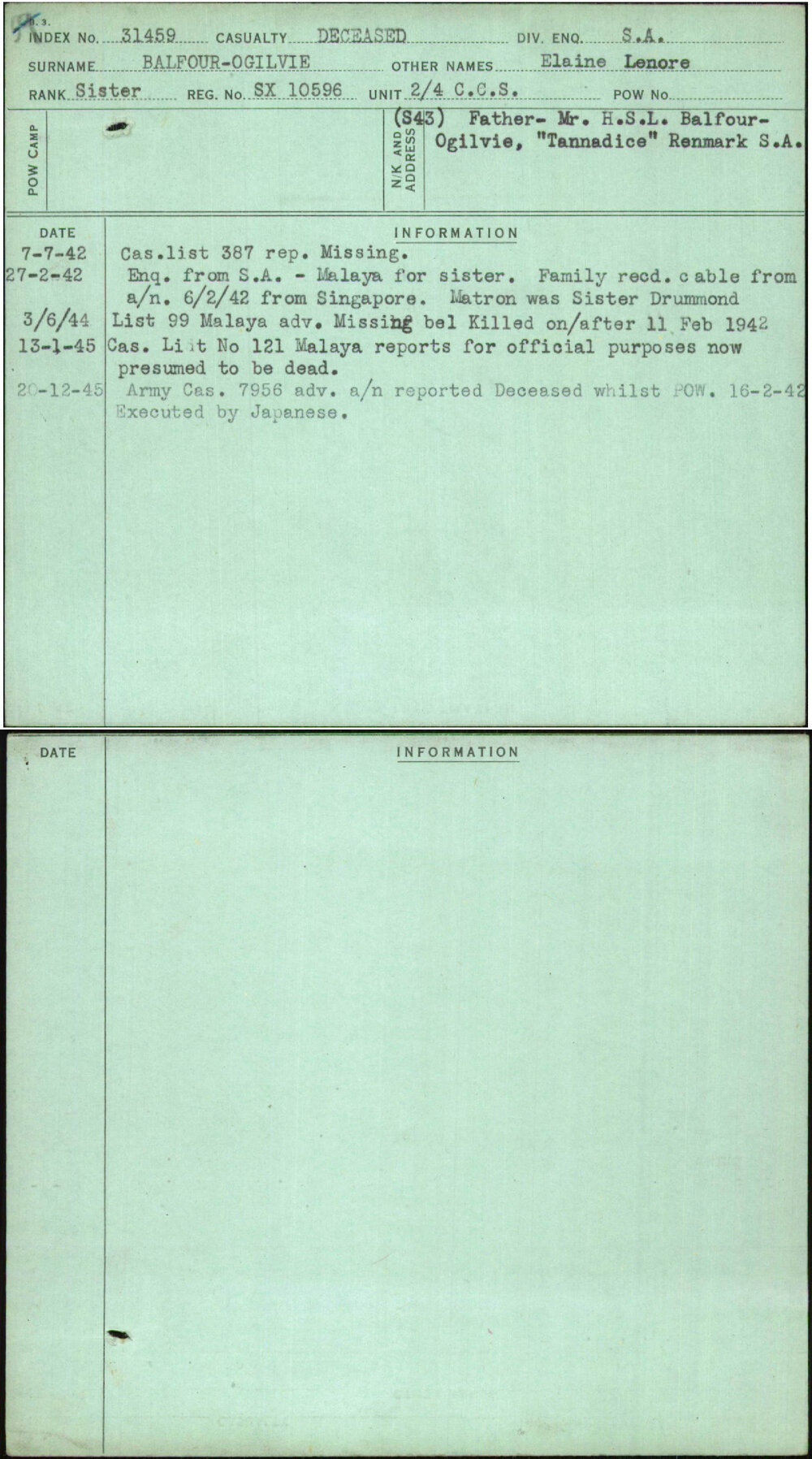 Balfour-Ogilvie, Elaine Lenore, SX10596