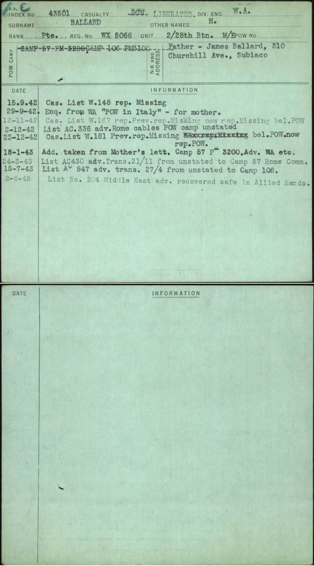 Ballard, H, WX5066