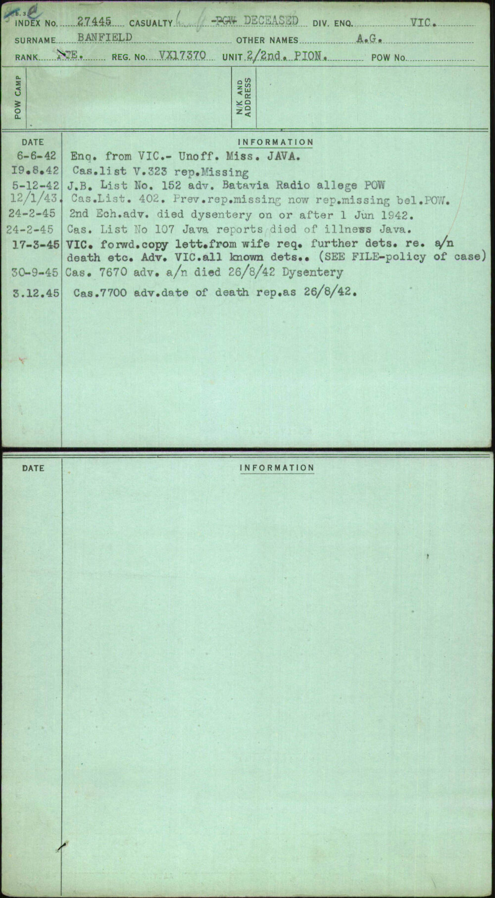 Banfield, A G, VX17370