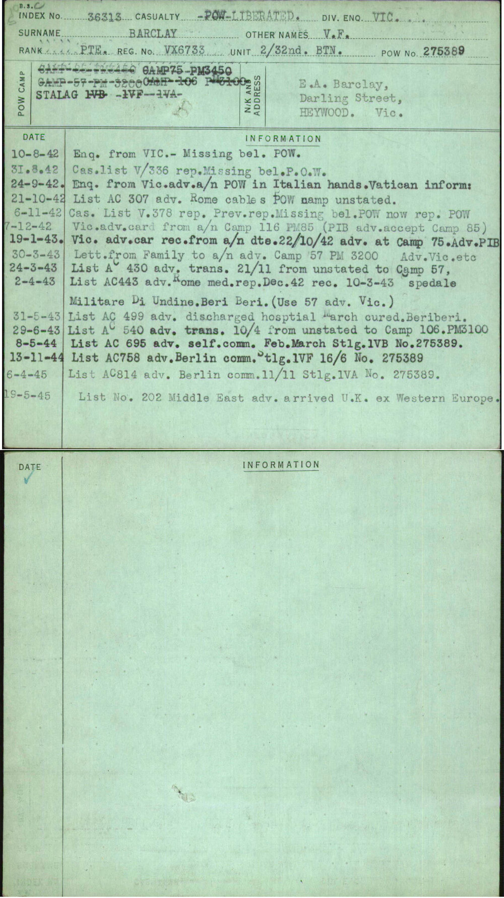 Barclay, V F, VX6733