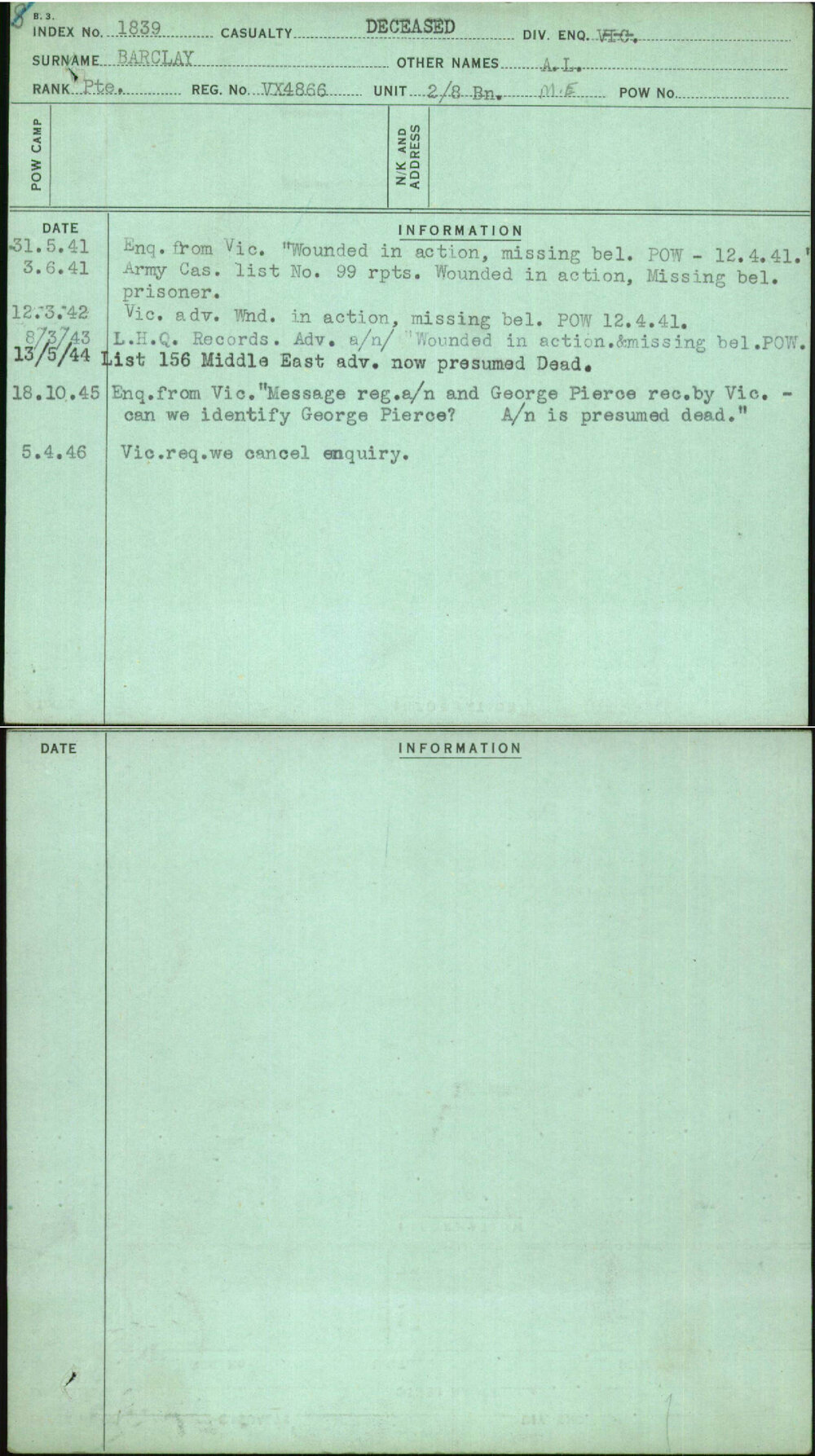 Barclay, A L, VX4866