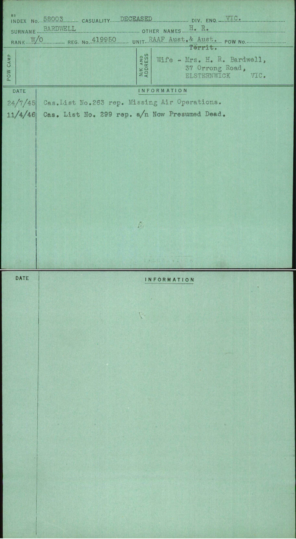 Bardwell, H R, 419950