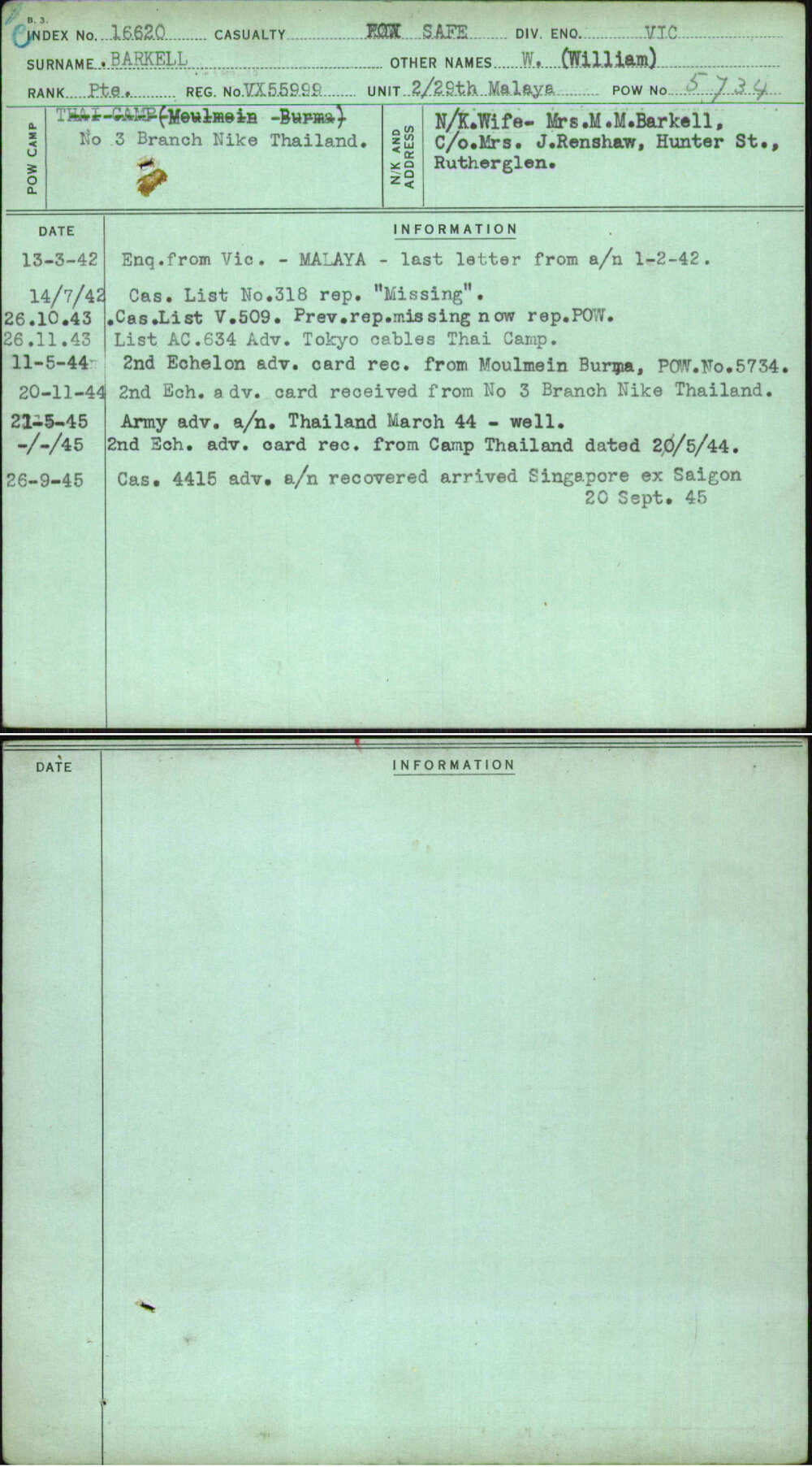 Barkell, W (William), VX55999