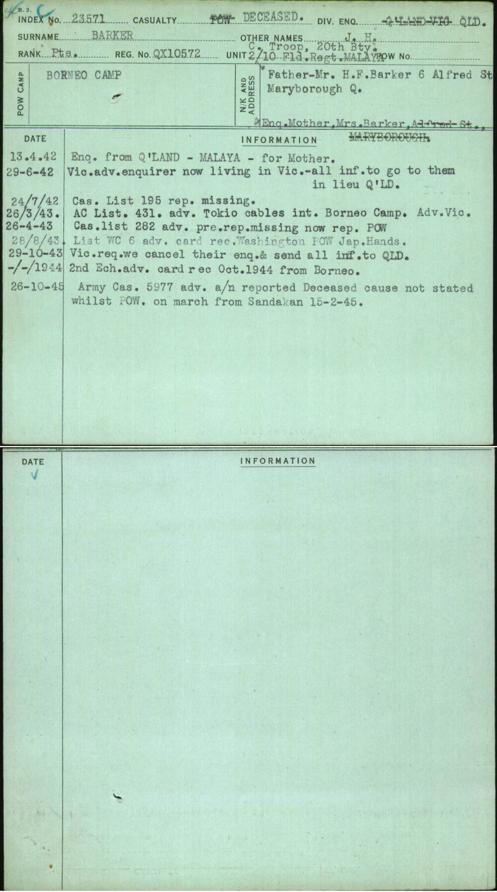 Barker, J H, QX10572