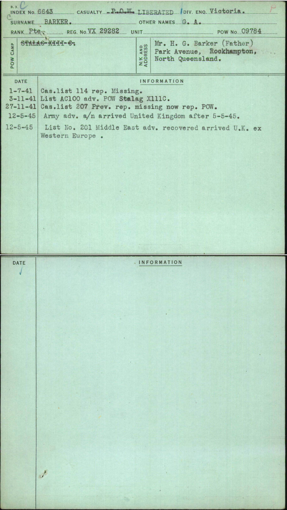 Barker, G A, VX29282