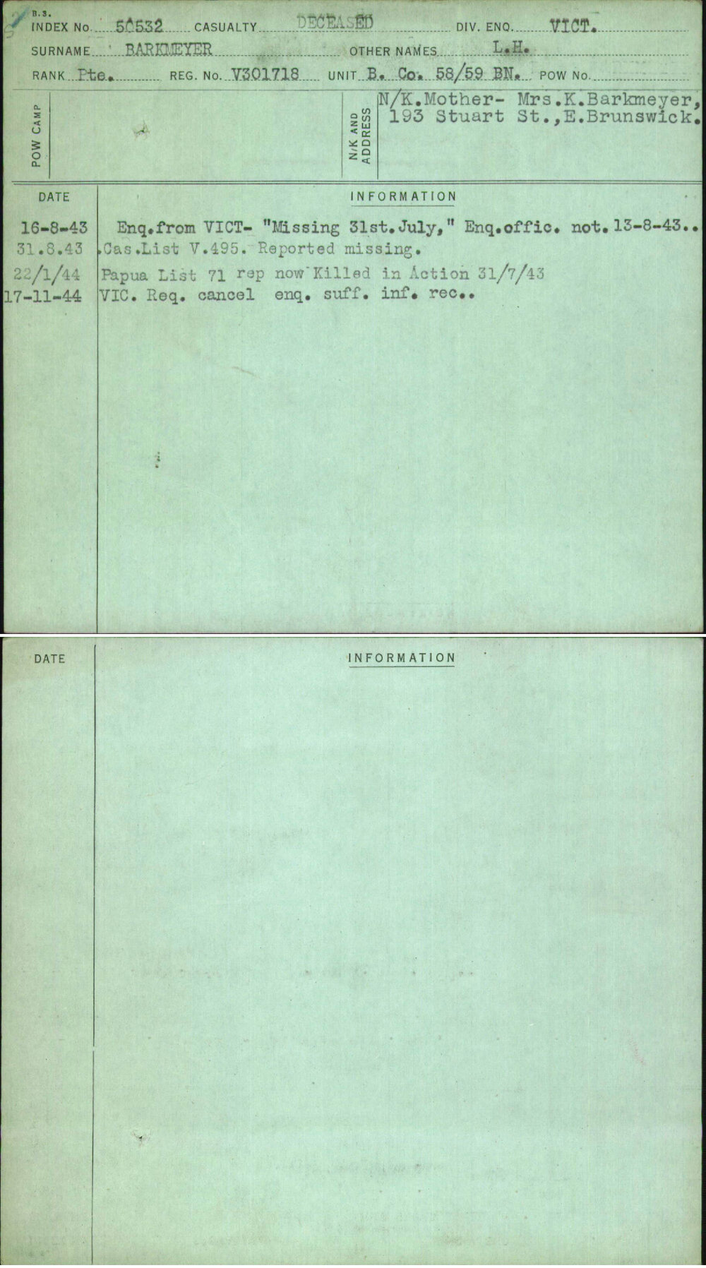 Barkmeyer, L H, V301718