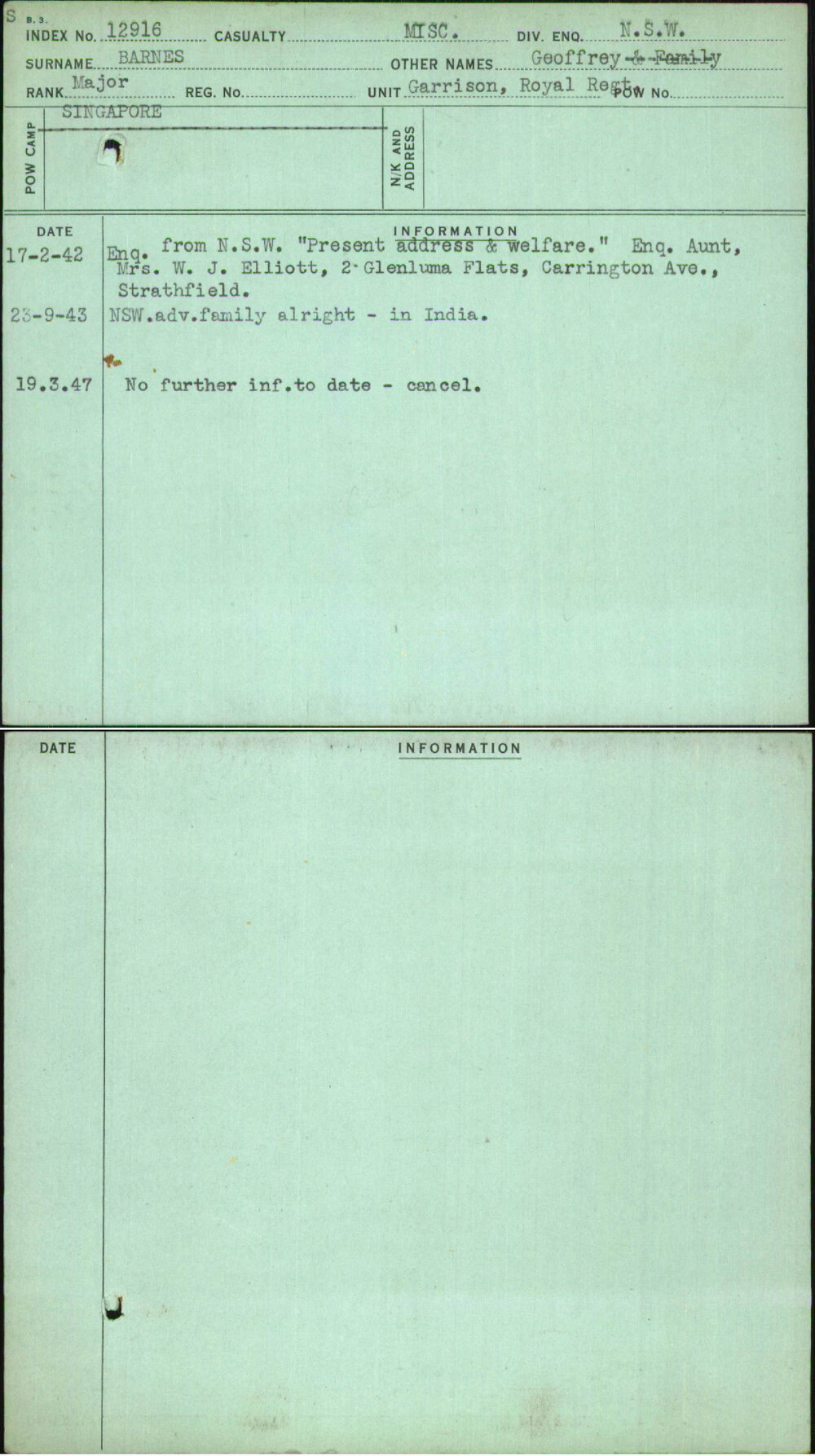 Barnes, Geoffrey, [No Service Number]