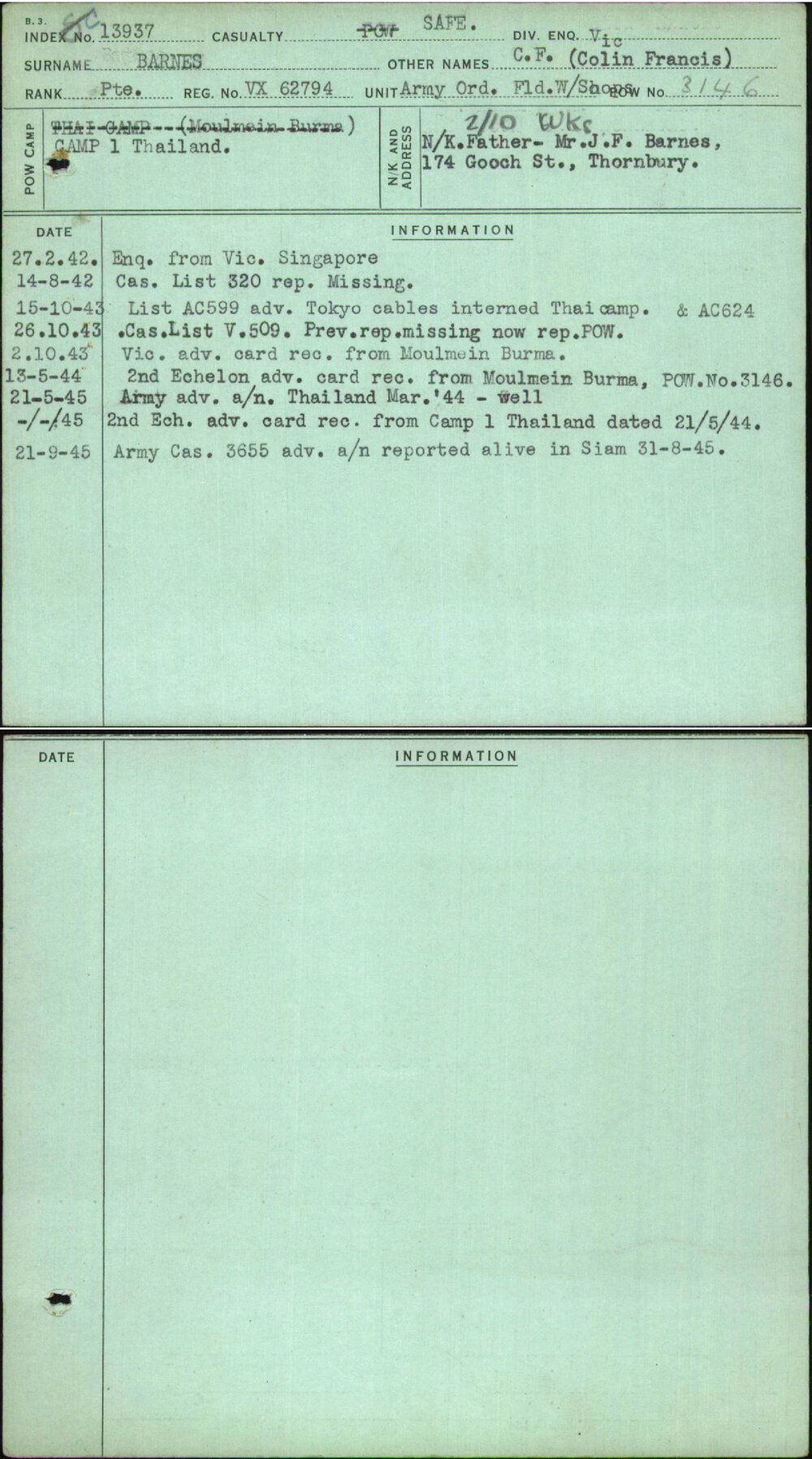 Barnes, C F (Colin Francis), VX62794