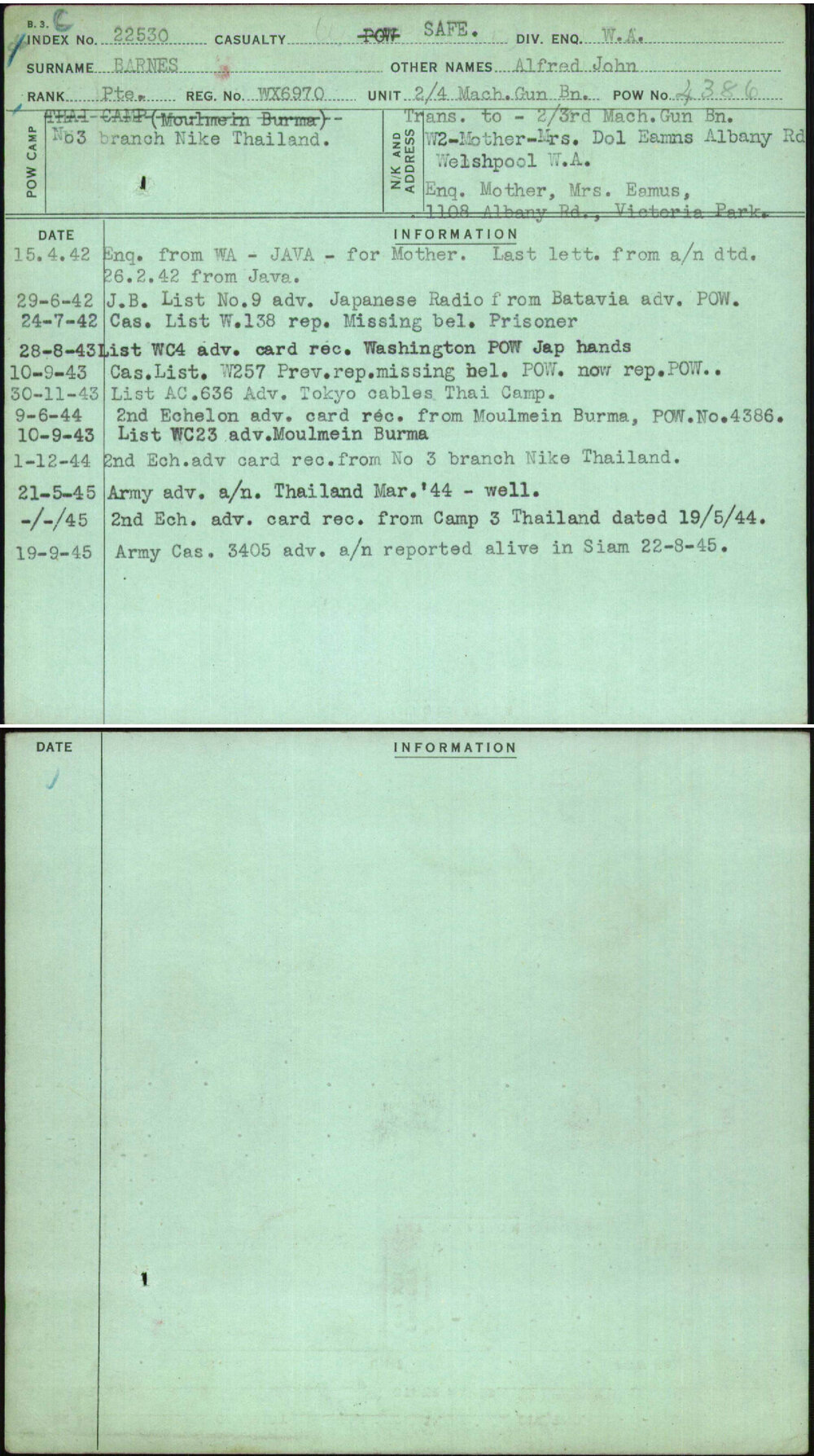 Barnes, Alfred John, WX6970