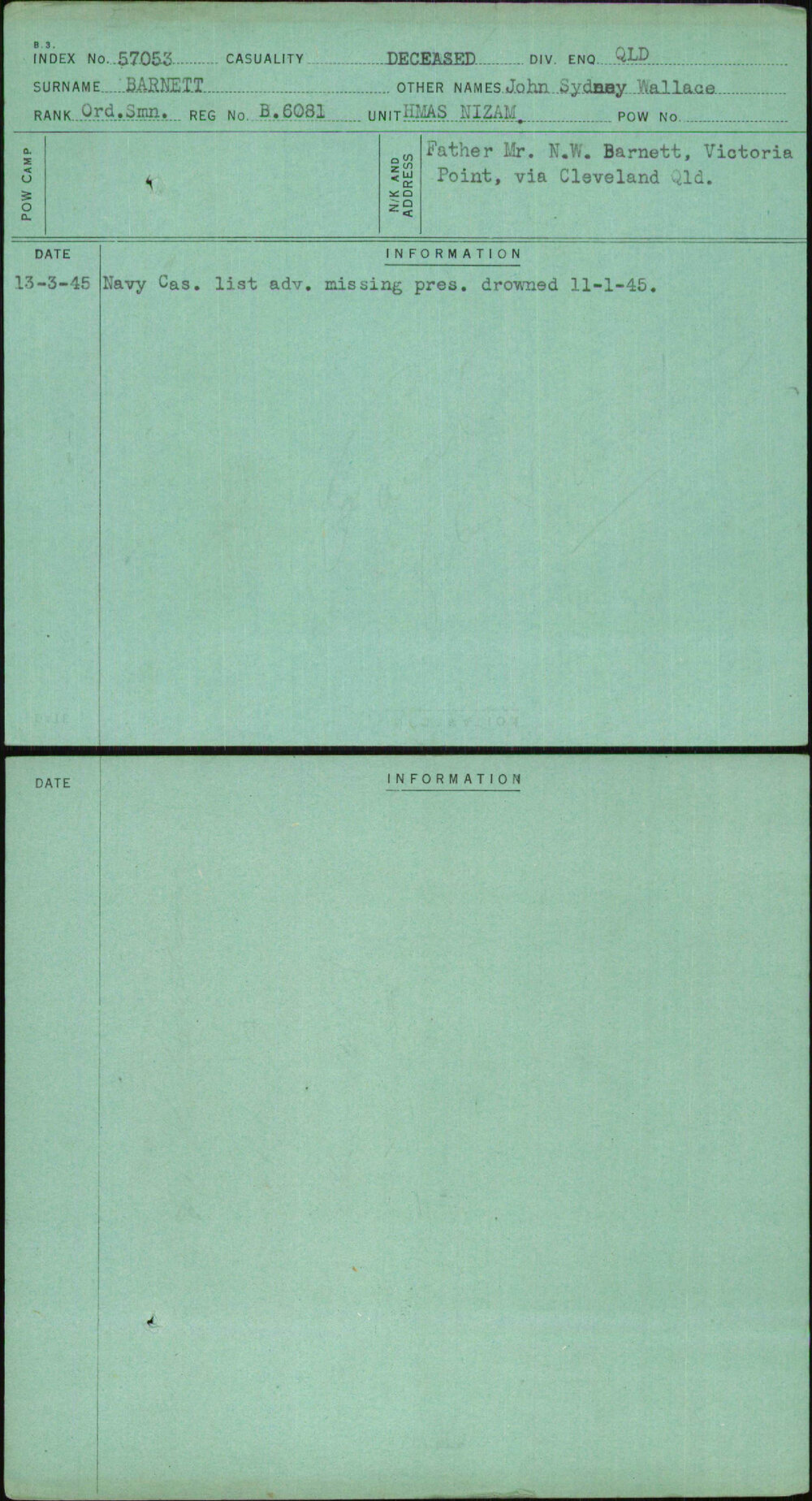 Barnett, John Sydney Wallace, B6081