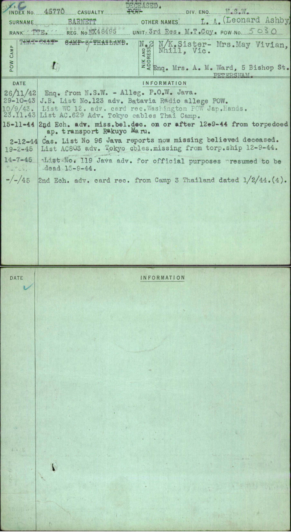 Barnett, L A (Leonard Ashby), NX48495