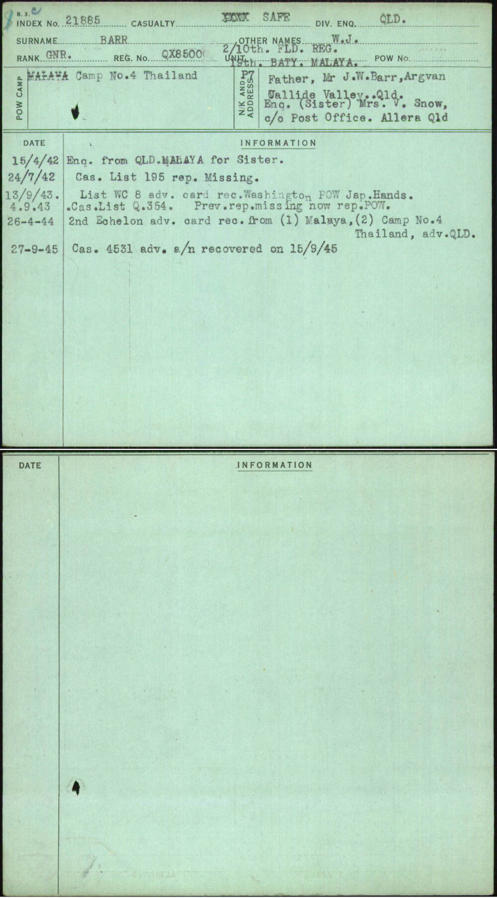 Barr, W J, QX8500