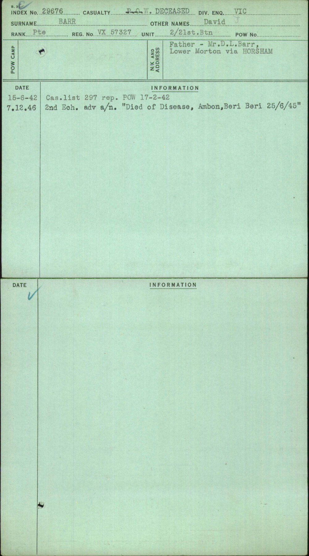 Barr, David, VX57327