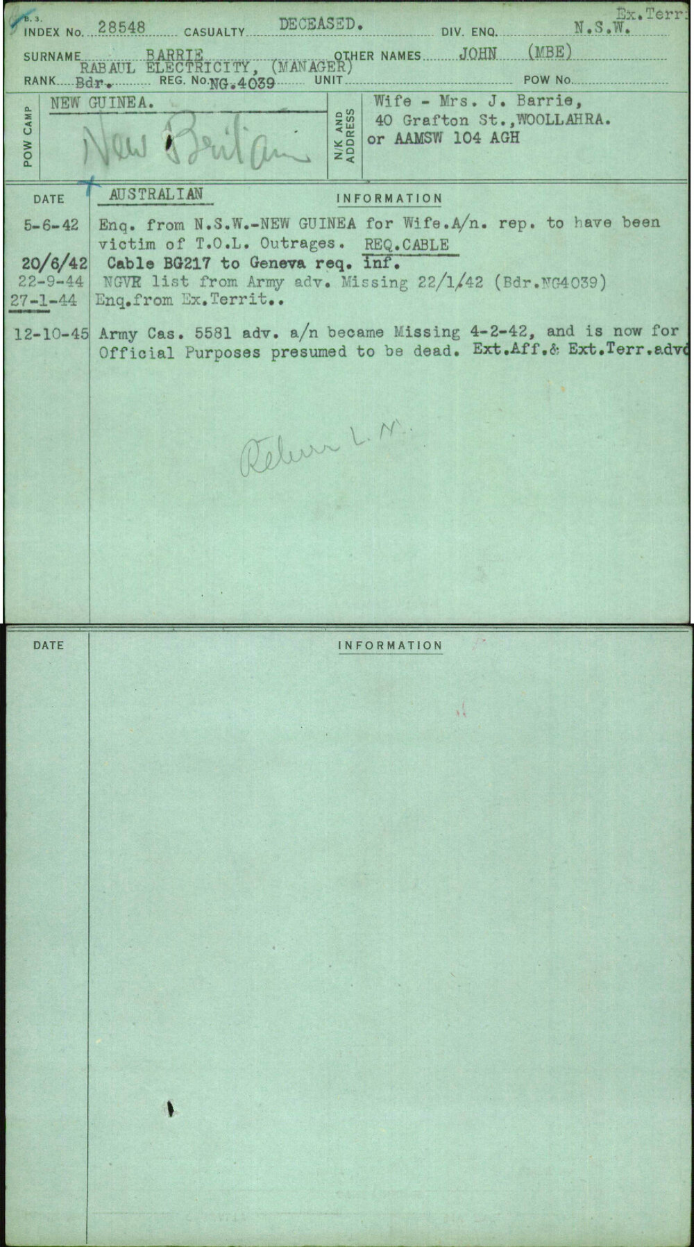 Barrie, John (Mbe), Ng4039