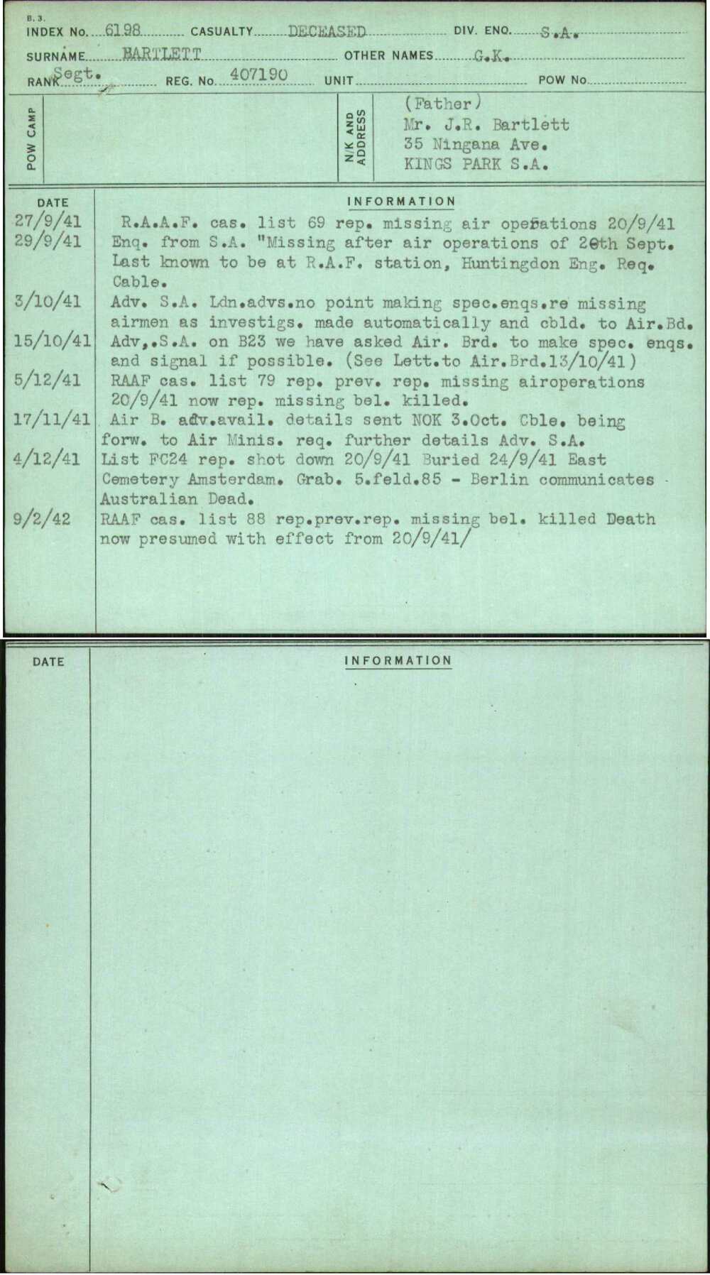 Bartlett, G K, 407190