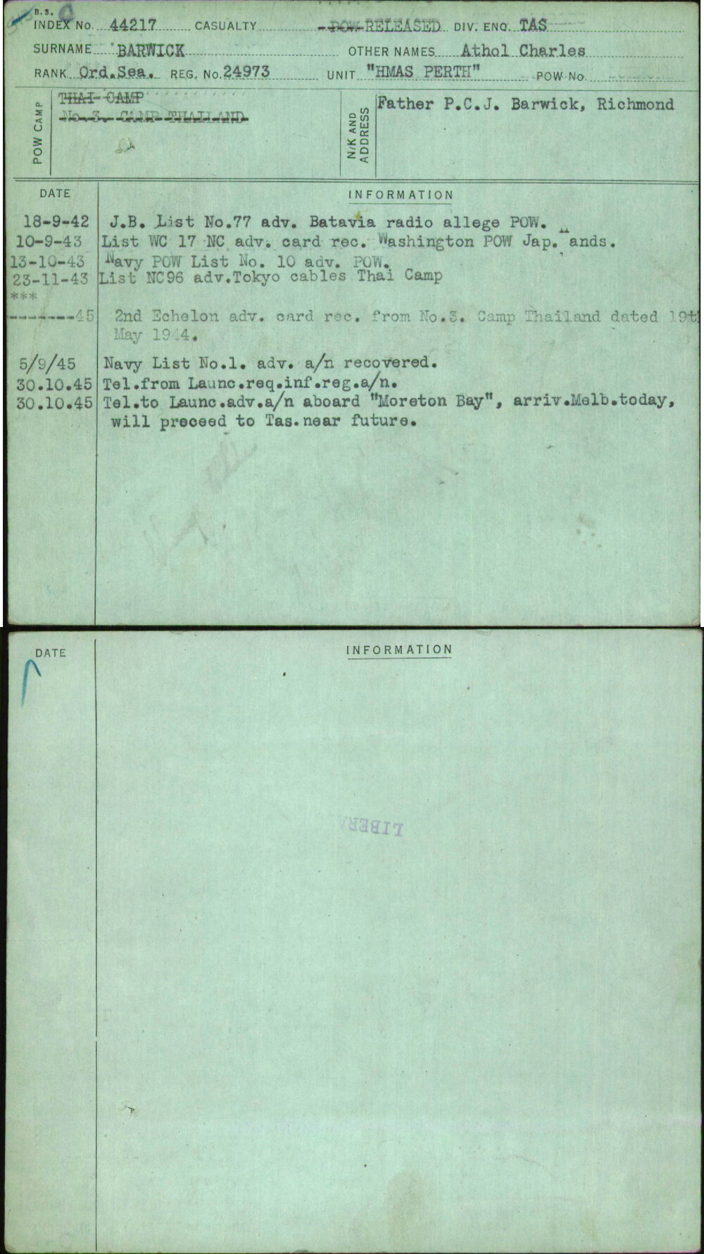 Barwick, Athol Charles, 24973